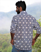 Ivory Block Printed Cotton Shirt
