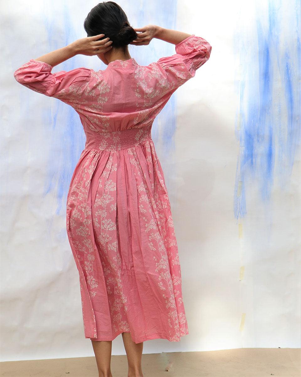 cotton dress | pink dress | cotton dress midi | chidiyaa