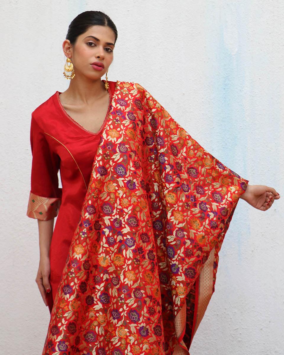 Uns Handwoven Banarasi Kimkhab Brocade Dupatta