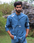 Blue Flyon Block Printed Cotton Shirt