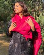 Rosy Blush Pure Wool Zari Shawl