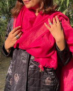 Rosy Blush Pure Wool Zari Shawl