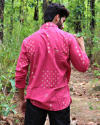 Pink Block Printed Cotton Shirt