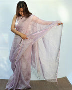 Linen saree | Linen zari saree | Linen saree online | Chidiyaa