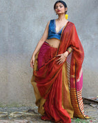 Shabab Handwoven Linen Zari Saree - Gazala