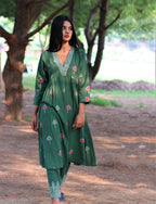 Green Kurta Set | Kurti Pant Set | Chidiyaa