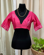Handblock Printed Chanderi Silk Blouse - Love Despite