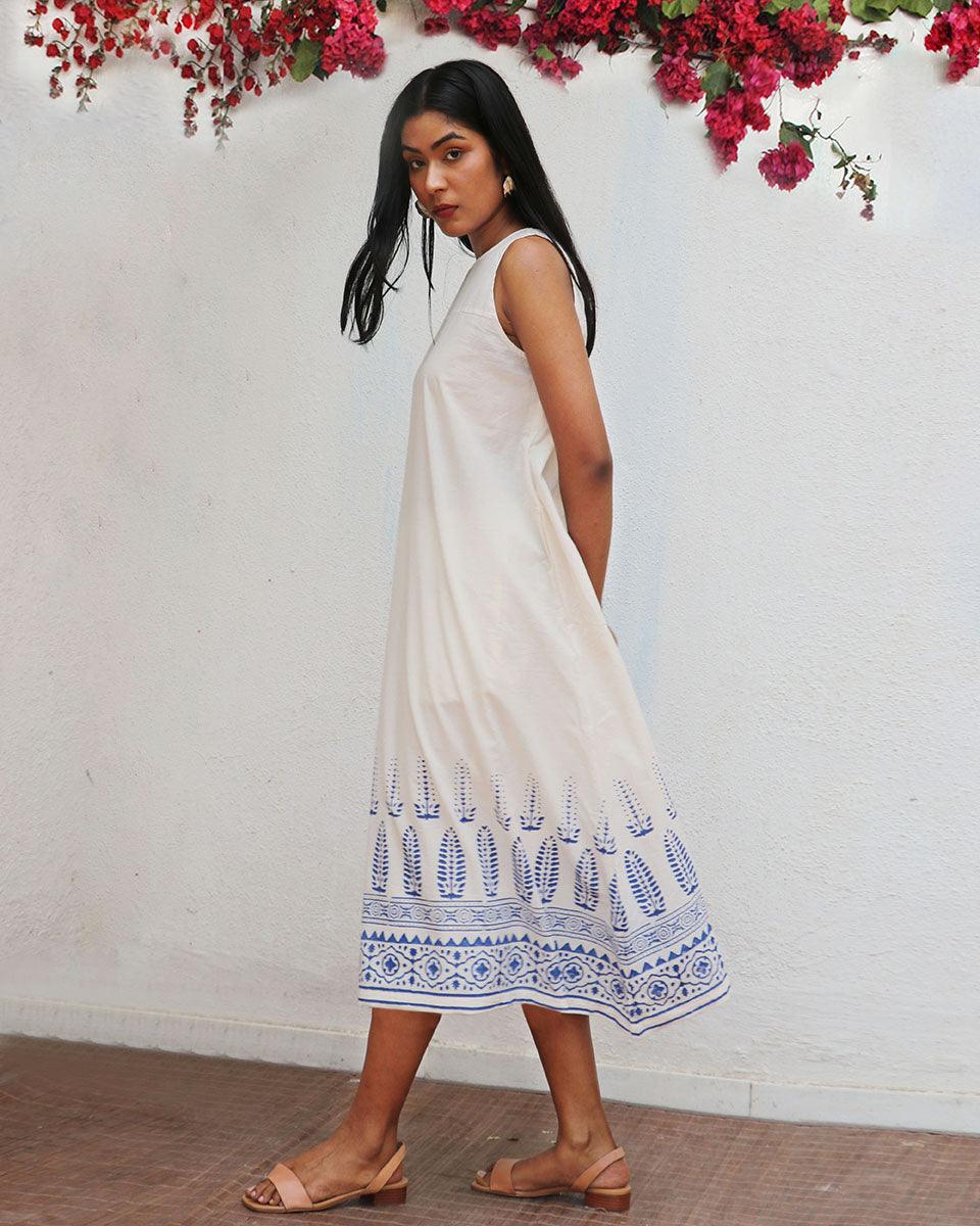 Nuresa Blockprinted Cotton Dress - BGVL