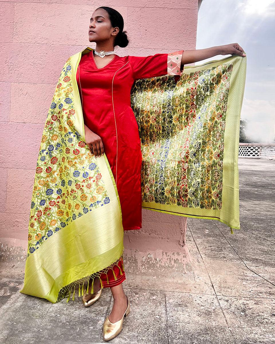 Ishq Handwoven Banarasi Kimkhab Brocade Dupatta