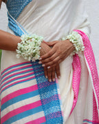 Savitri Ivory Handwoven Linen Cotton Jamdani Saree - Uma