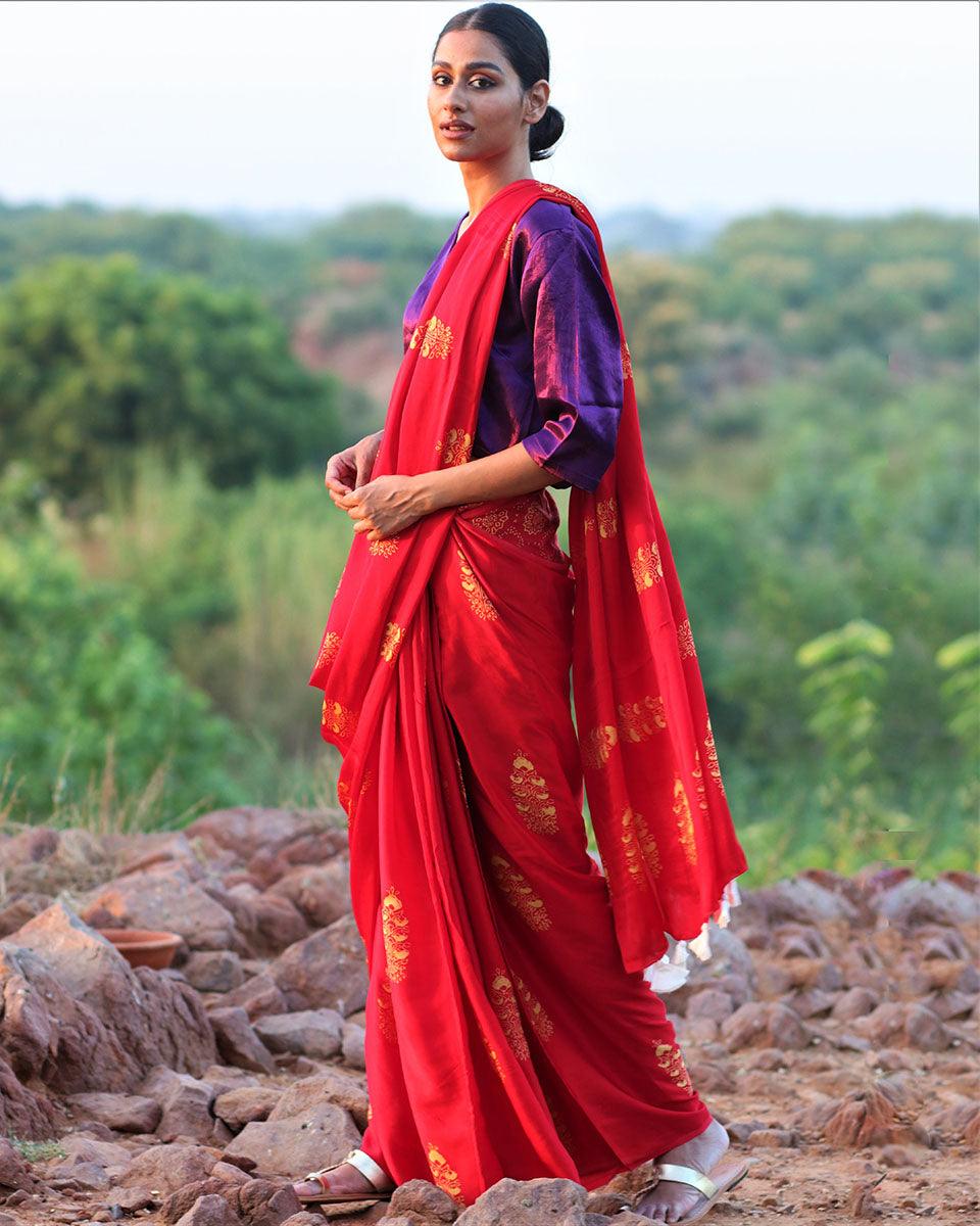 Saree red | Silk saree red color | Saree