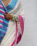 Savitri Ivory Handwoven Linen Cotton Jamdani Saree - Uma