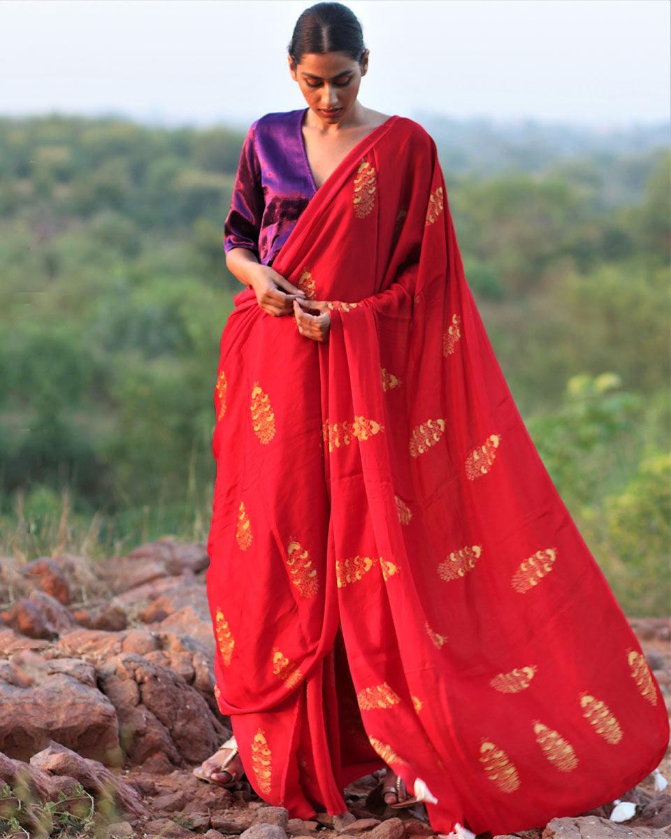 Saree | Saree red | Silk Saree pure