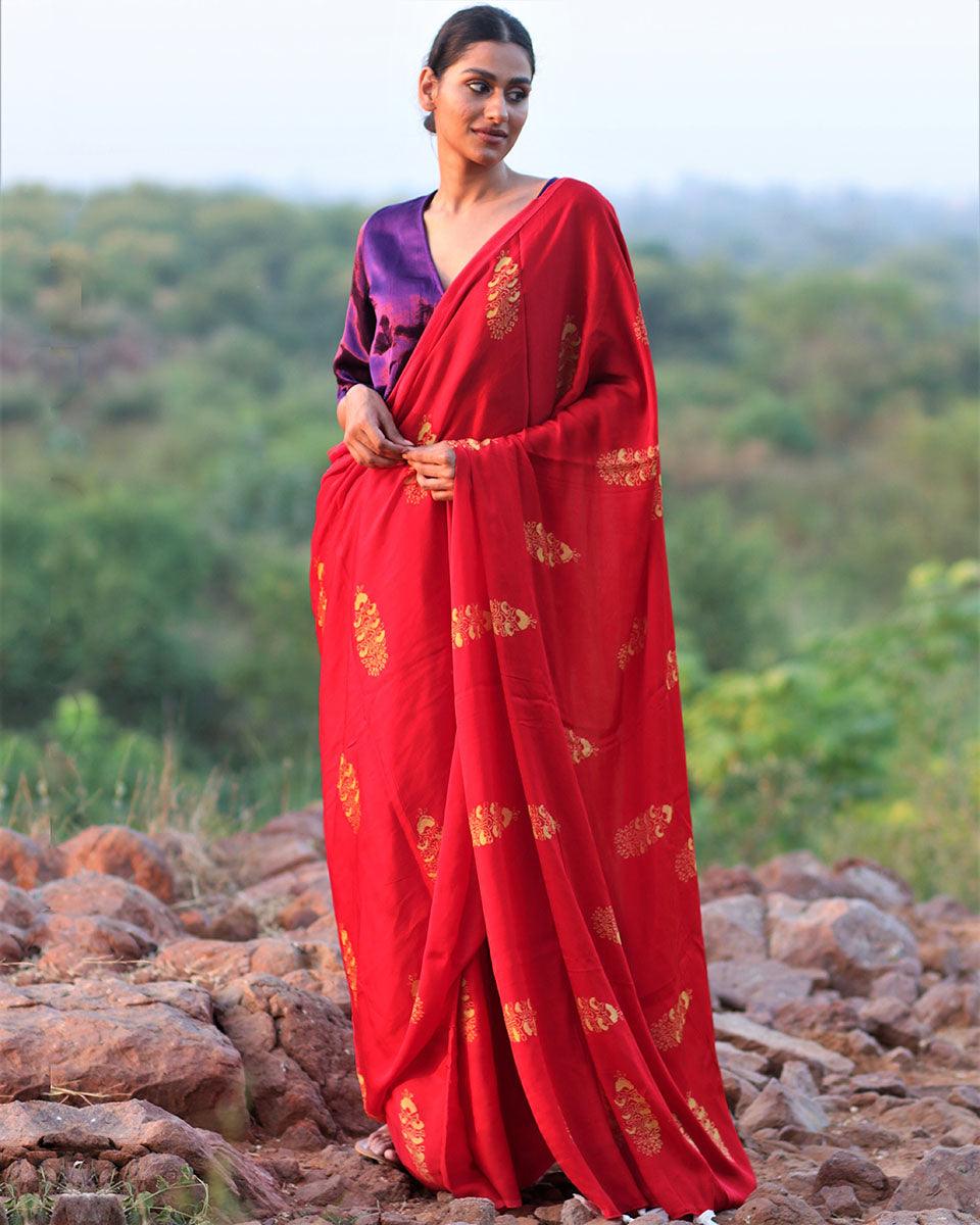 Saree for women | Silk saree red color | Saree red