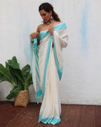 Abhaya Ivory Handwoven Linen Cotton Jamdani Saree - Uma