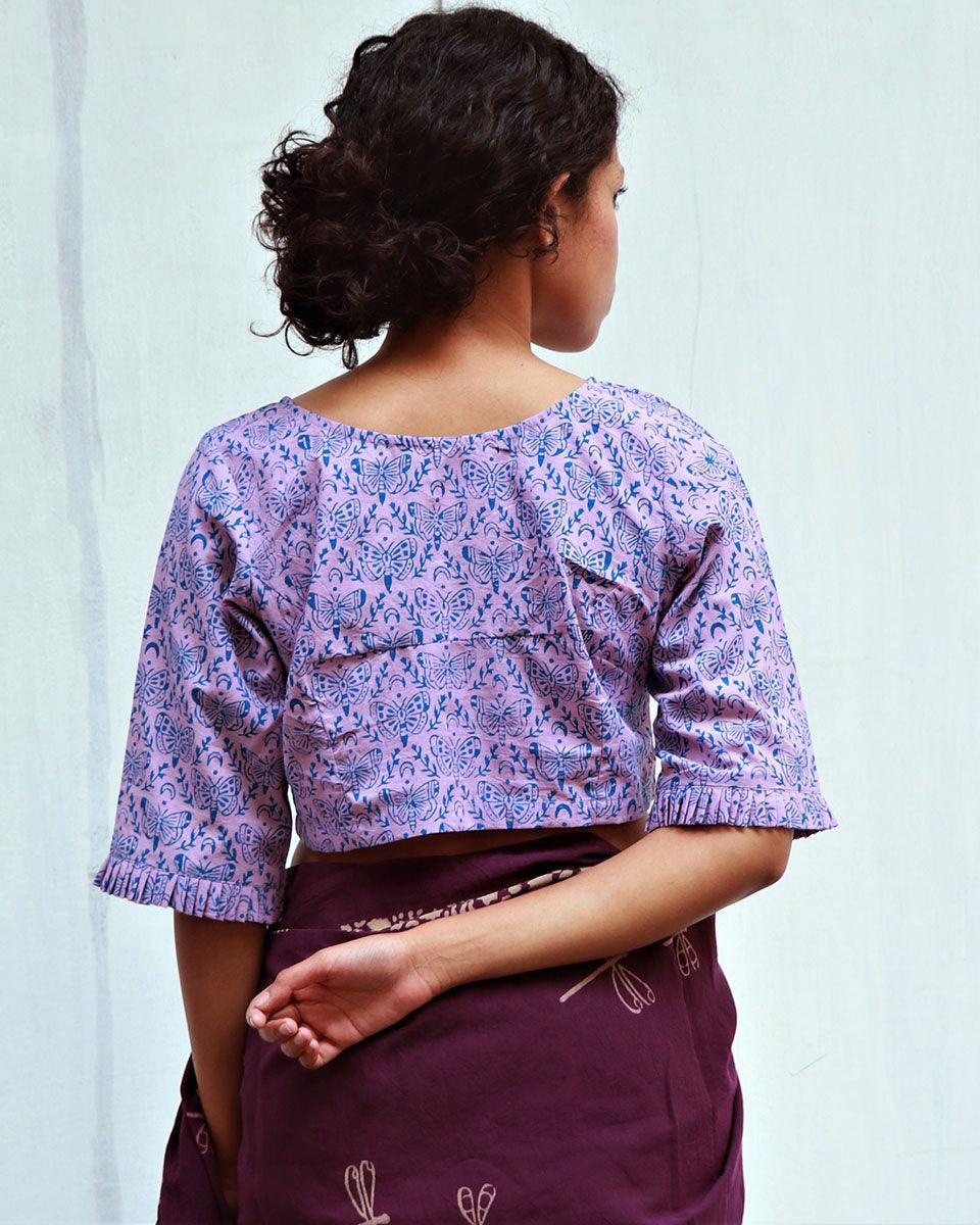 Arden Hand Block-Printed Cotton Blouse - Fmtm