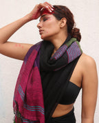 Brahmi Black Handwoven Linen Saree - Kaali
