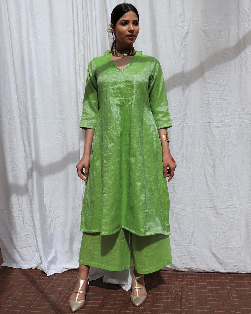 Harita Handwoven Cotton Zari Kurta Set - Zari