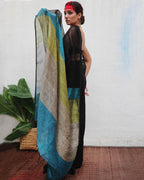 Virupakshi Black Handwoven Linen Saree - Kaali
