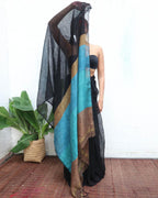 Mahamaya Black Handwoven Linen Saree - Kaali