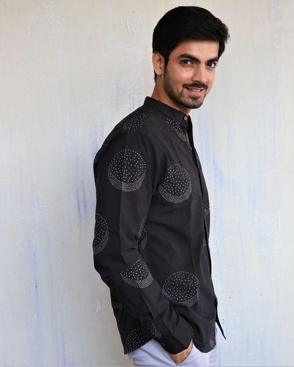 Black Moon Block-Printed Men'S Shirt