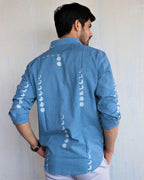 blockprinted shirt blue | Men Shirt Formal | Chidiyaa