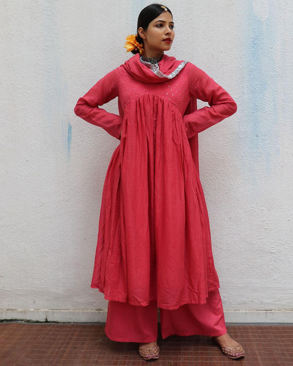 Preet Rose Mulmul Cotton Kurta Set with Dupatta Set of 3 - Jugnoo