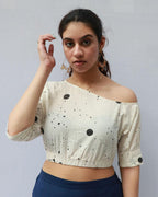 Grace Hand Block-Printed Cotton Blouse - Polka
