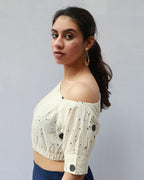 Grace Hand Block-Printed Cotton Blouse - Polka