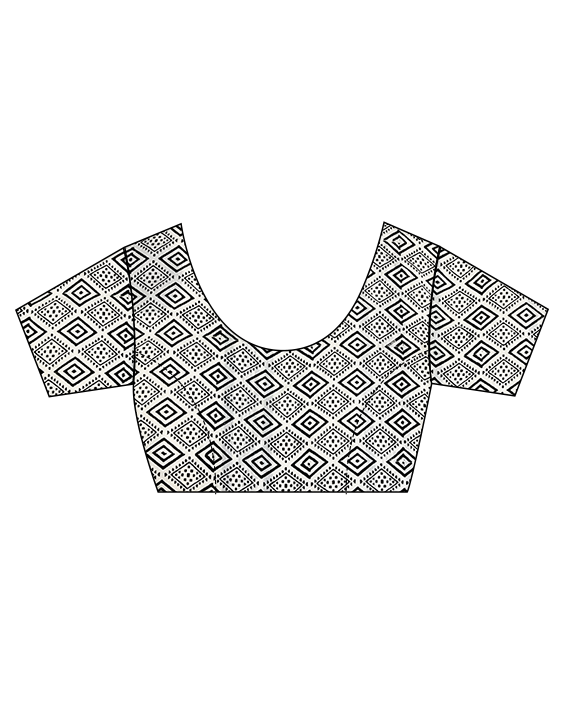 Ivory Blockprinted Cotton Mul Saree - God