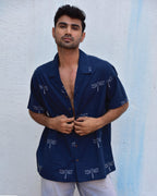 Dragonfly In Blue Handblockprinted Pure Cotton Shirt