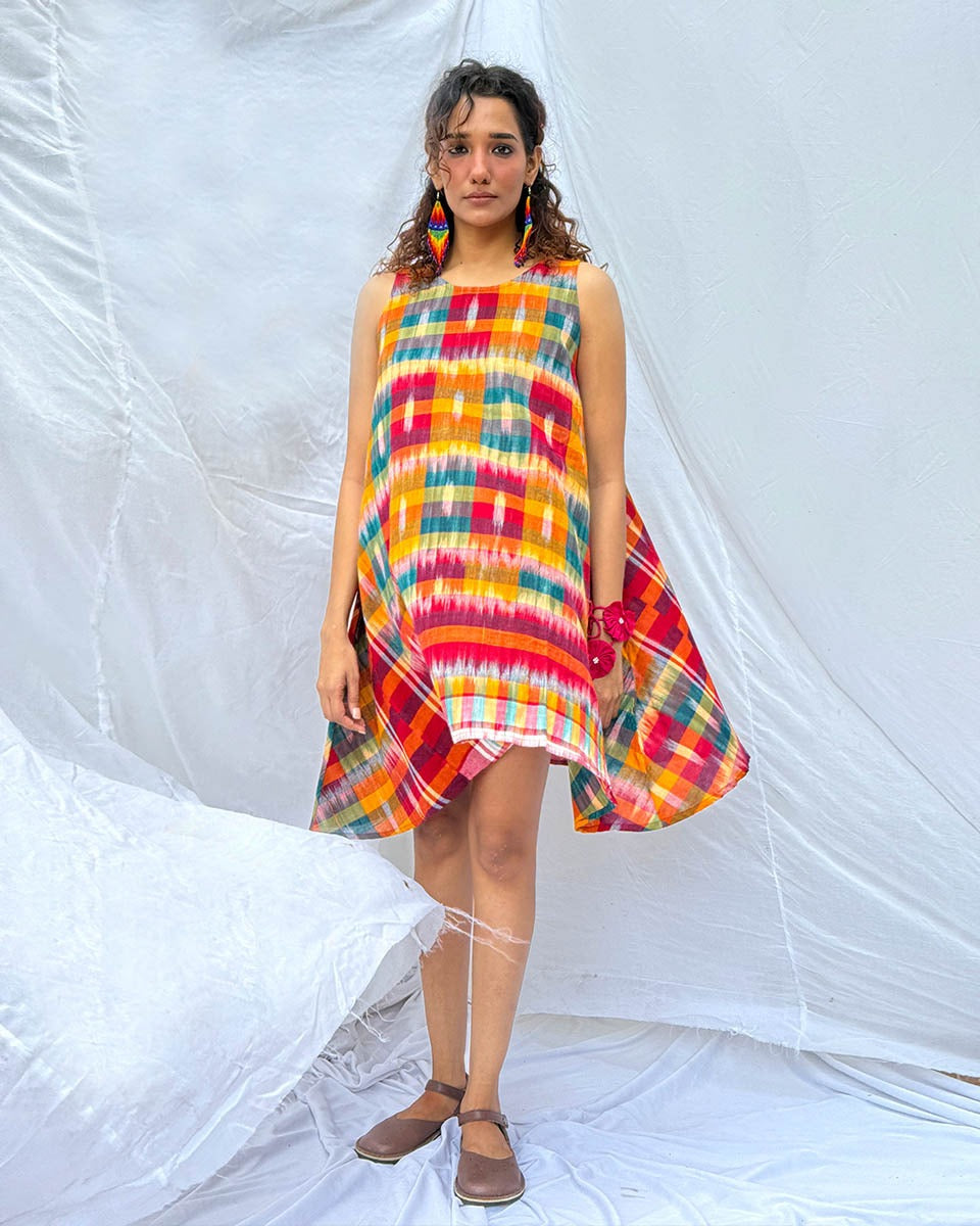 Leelabali Gamcha Cotton Dress - GMC