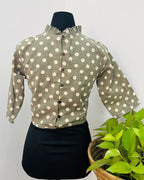 RangSaaz Sap GreenTint Handblock Print Cotton Blouse - Noor