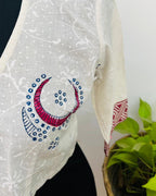 Rangriti White Handblock Print Cotton Blouse - Noor