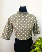 RangSaaz Sap GreenTint Handblock Print Cotton Blouse - Noor