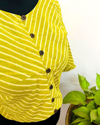 Kesarika Yellow Handblock Print Cotton Blouse - Noor