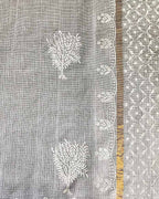 Cloudberry Kota Doria Ivory Block Printed Saree - SFD