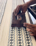 Sky Melt Ivory Block Printed Saree - BMS