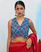 Midnight Floret Hand Block-Printed Cotton Blouse - Neelanjali
