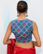 Midnight Floret Hand Block-Printed Cotton Blouse - Neelanjali
