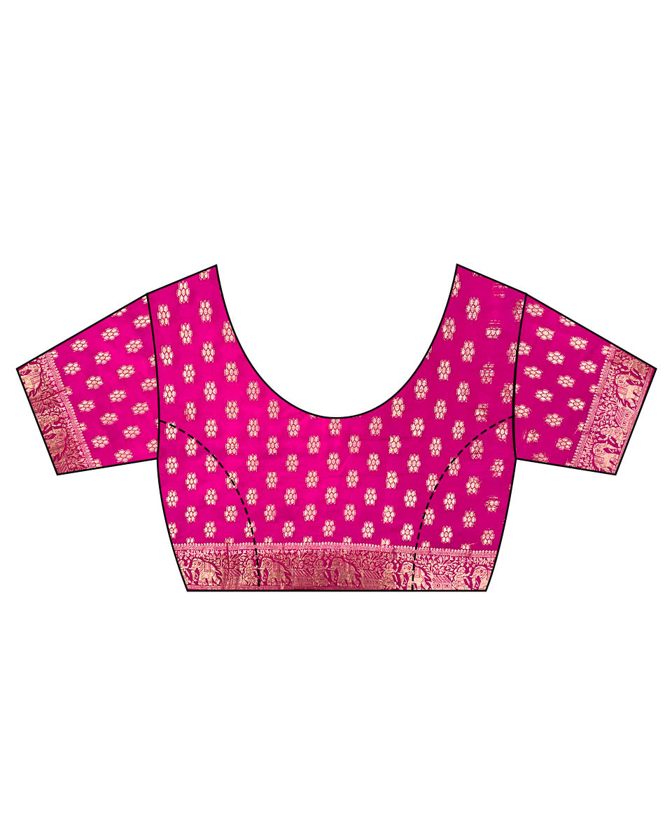 Visakha Pink Block printed Dola Silk Saree - RB