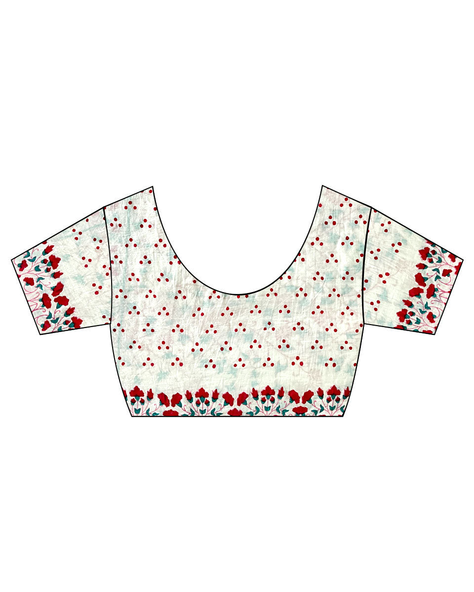 Poppy's Perfection Ivory Block Printed Saree - MMG