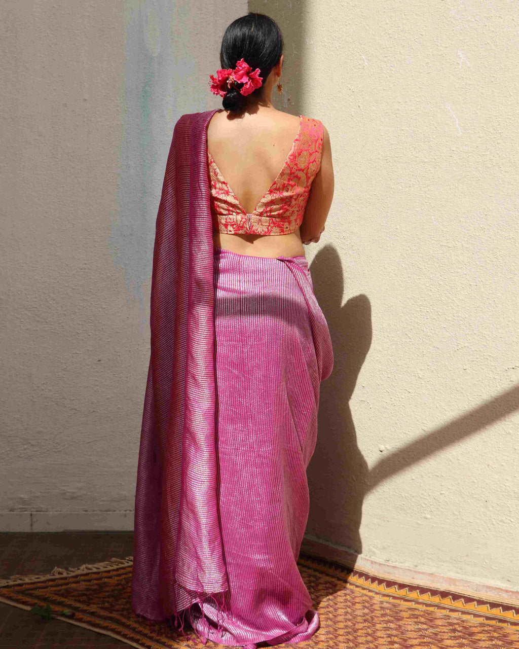 Fuchsia Pink Brocade Blouse - TOG