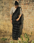 Black Cotton Saree | mul mul cotton saree | Cotton saree online | Black Saree Cotton | Chidiyaa