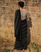 Black Cotton Saree | mul mul cotton saree | Cotton saree online | Black Saree Cotton | Chidiyaa