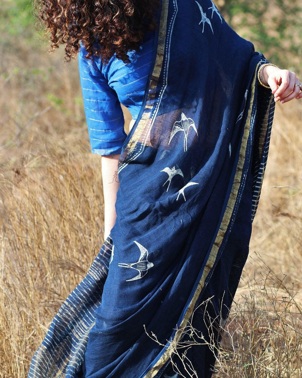 Fly On Handwoven Linen Saree