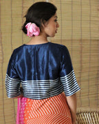 Blue Blockprint Mashru Crop Top