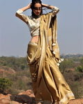 Olive Moon Blockprinted Modal Silk Saree