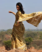 Olive Moon Blockprinted Modal Silk Saree