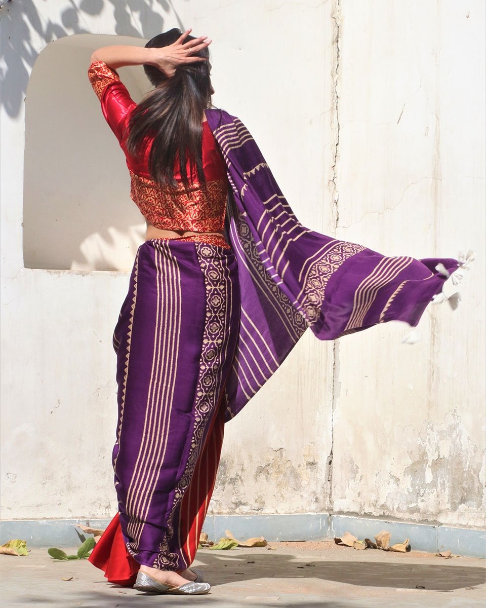 Heba Purple Red Modal Silk Saree - Rang